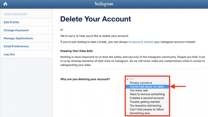 How to permanently delete Instagram?